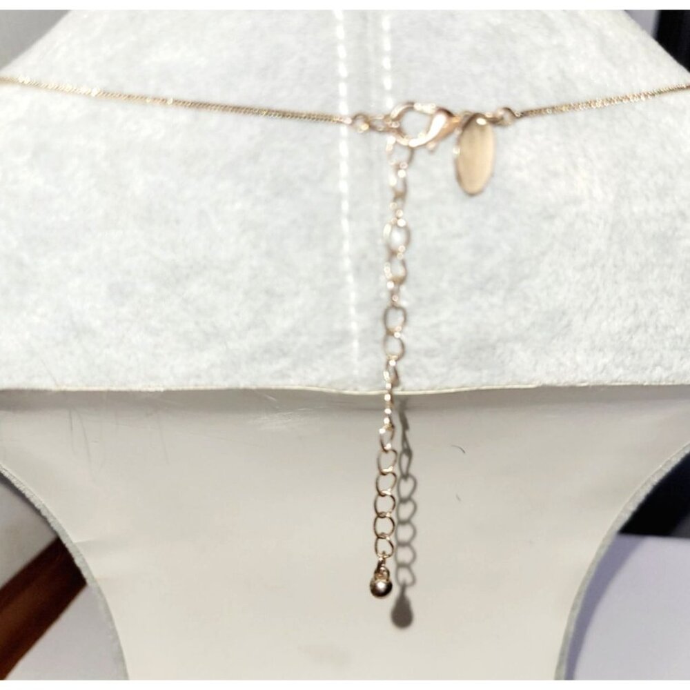 Lovisa Rose Gold Necklace with Crystal CZ Lotus Flower and Leaf Bridal Jewelry - Picture 8 of 11